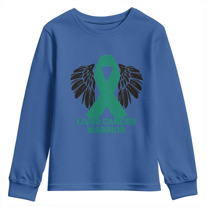 Liver Cancer Angel Warrior Wings Youth Sweatshirt Green Ribbon Support Gift