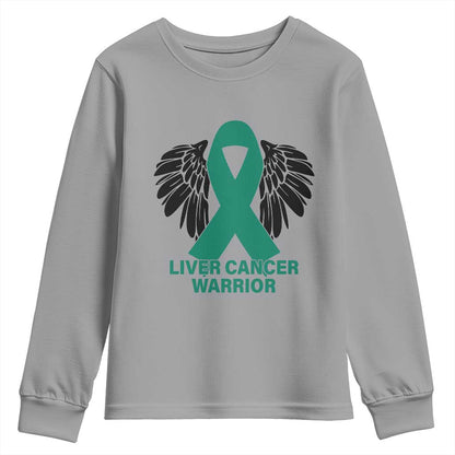 Liver Cancer Angel Warrior Wings Youth Sweatshirt Green Ribbon Support Gift
