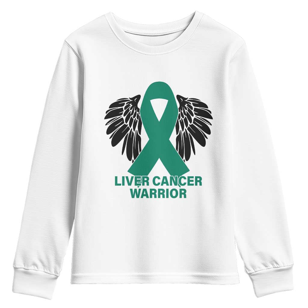 Liver Cancer Angel Warrior Wings Youth Sweatshirt Green Ribbon Support Gift