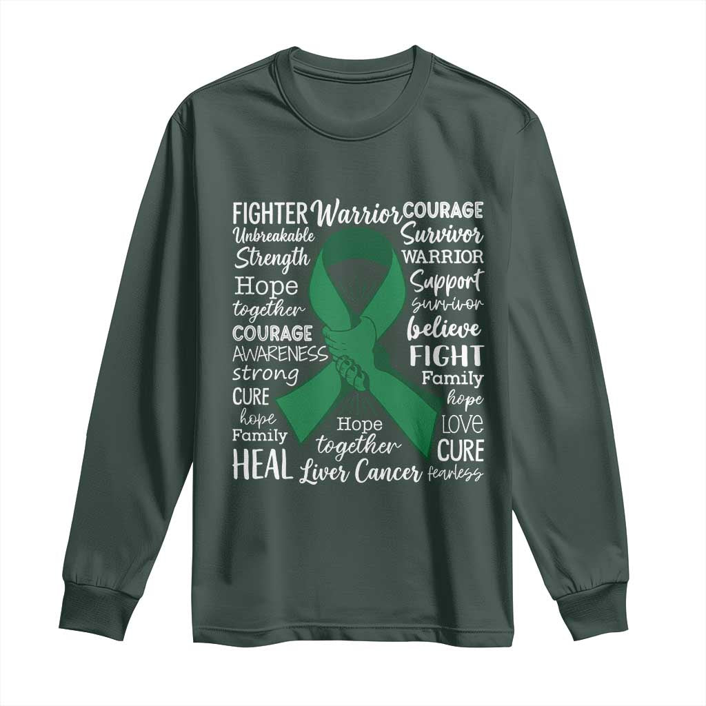 Liver Cancer Support Gift Long Sleeve Shirt Fearless Unbreakable Warrior Hope