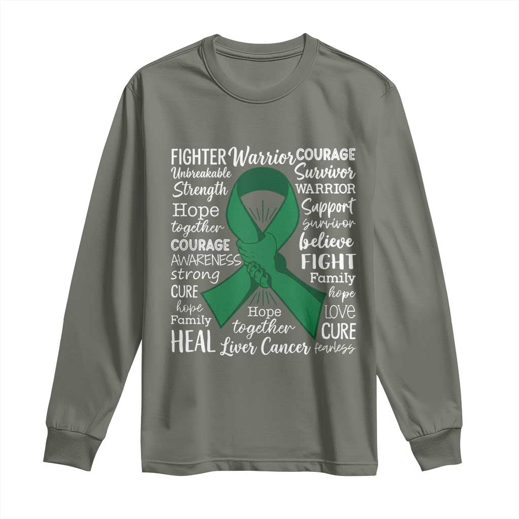 Liver Cancer Support Gift Long Sleeve Shirt Fearless Unbreakable Warrior Hope