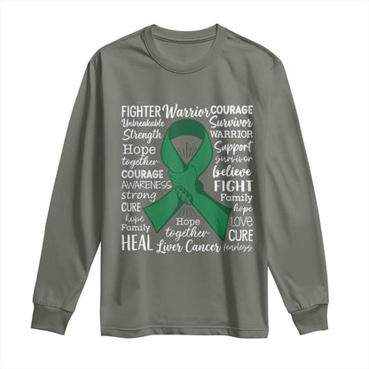 Liver Cancer Support Gift Long Sleeve Shirt Fearless Unbreakable Warrior Hope