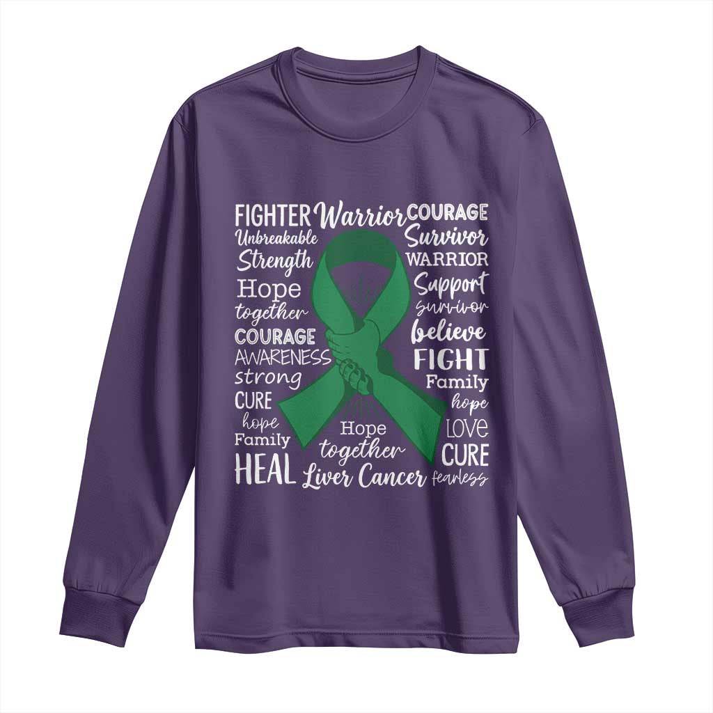 Liver Cancer Support Gift Long Sleeve Shirt Fearless Unbreakable Warrior Hope