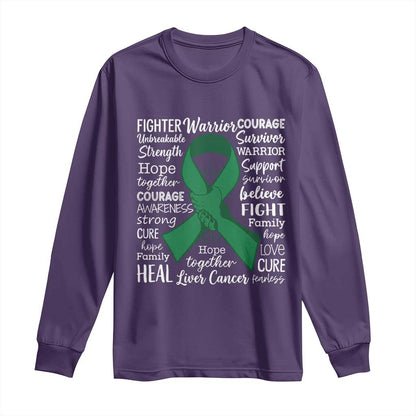 Liver Cancer Support Gift Long Sleeve Shirt Fearless Unbreakable Warrior Hope