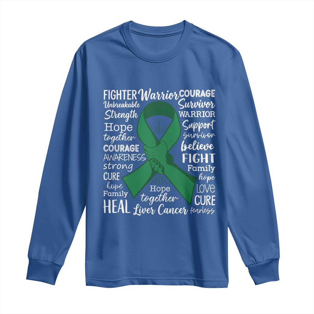 Liver Cancer Support Gift Long Sleeve Shirt Fearless Unbreakable Warrior Hope