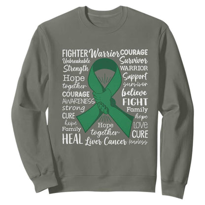 Liver Cancer Support Gift Sweatshirt Fearless Unbreakable Warrior Hope