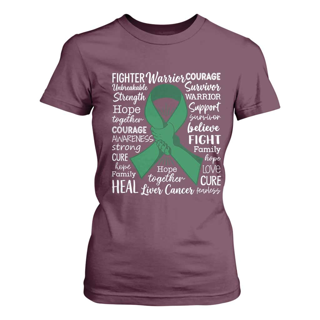 Liver Cancer Support Gift T Shirt For Women Fearless Unbreakable Warrior Hope
