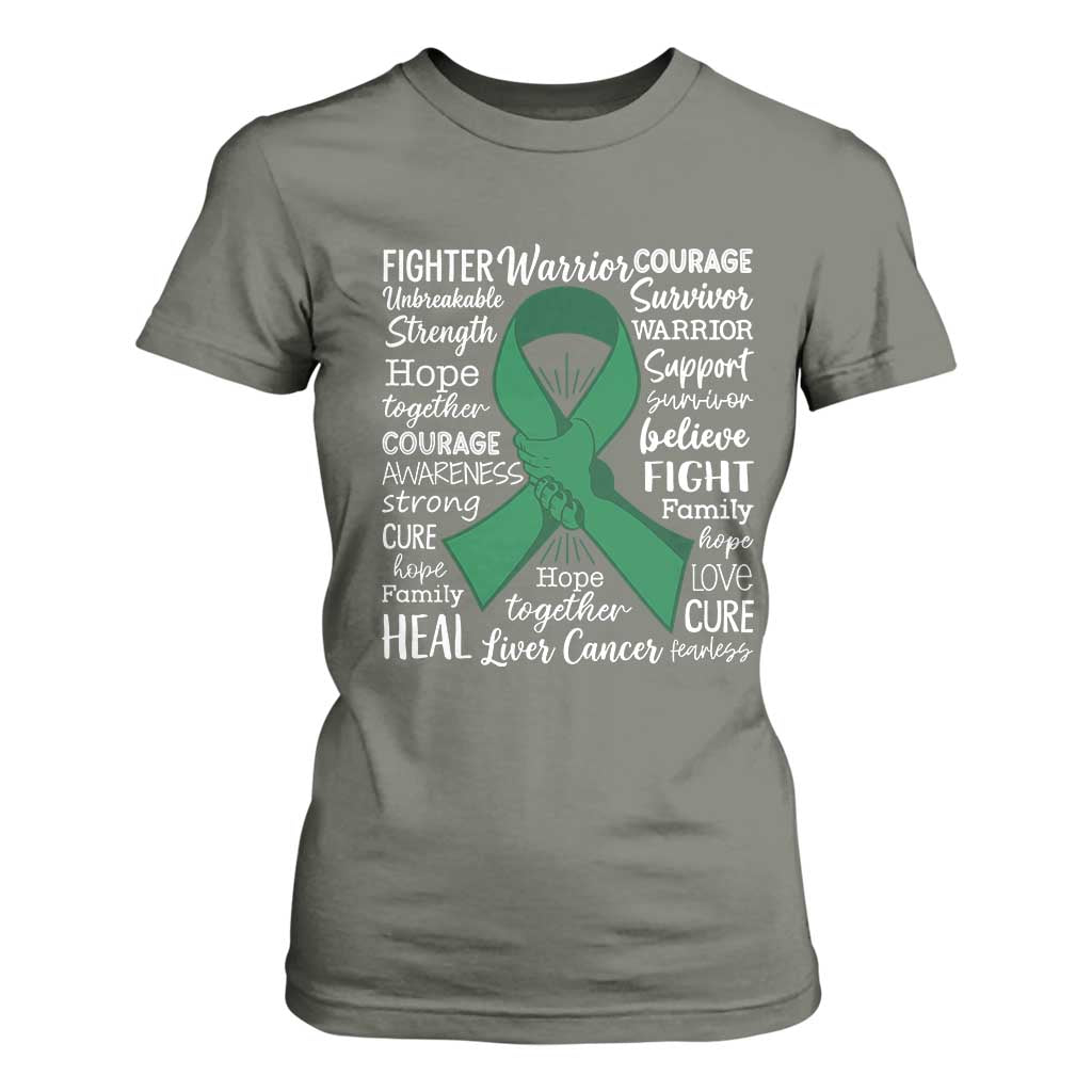 Liver Cancer Support Gift T Shirt For Women Fearless Unbreakable Warrior Hope