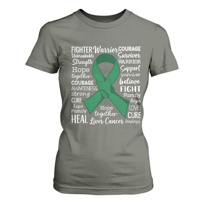 Liver Cancer Support Gift T Shirt For Women Fearless Unbreakable Warrior Hope