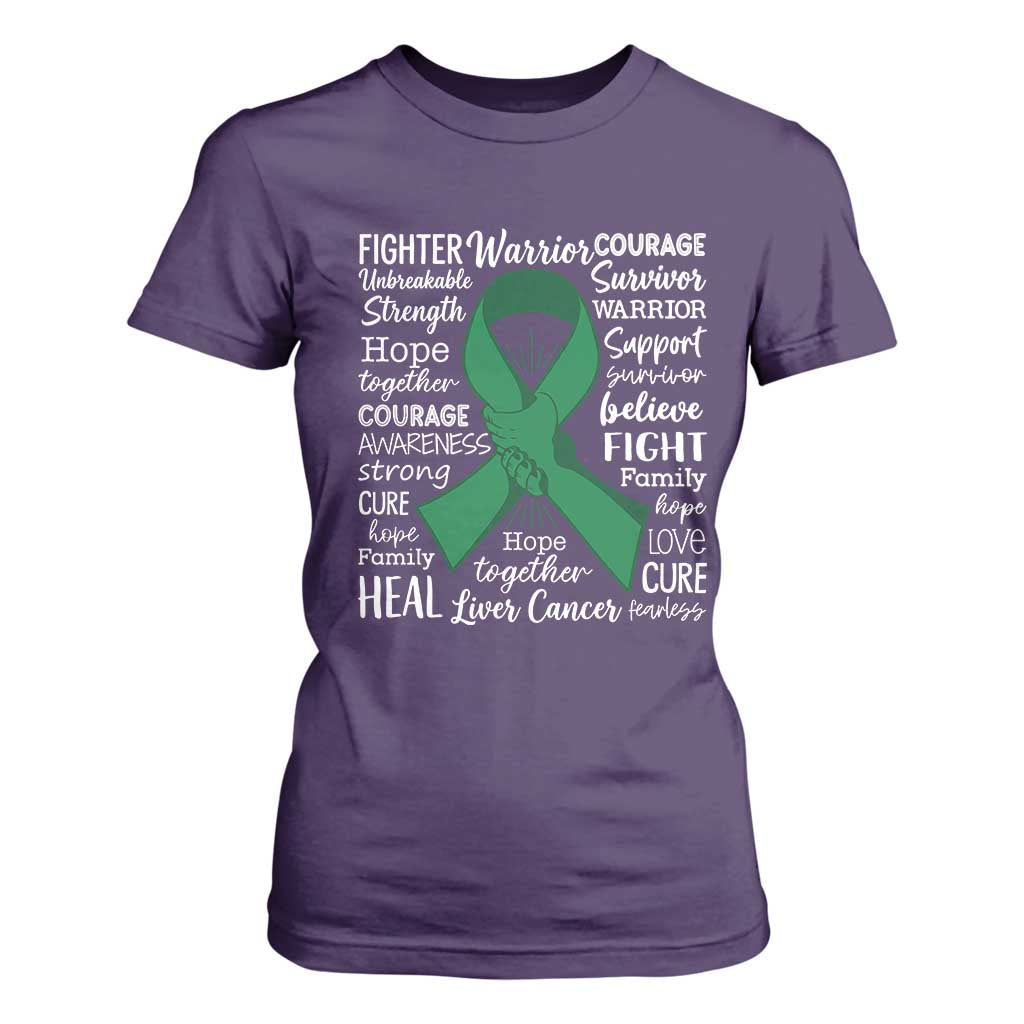 Liver Cancer Support Gift T Shirt For Women Fearless Unbreakable Warrior Hope