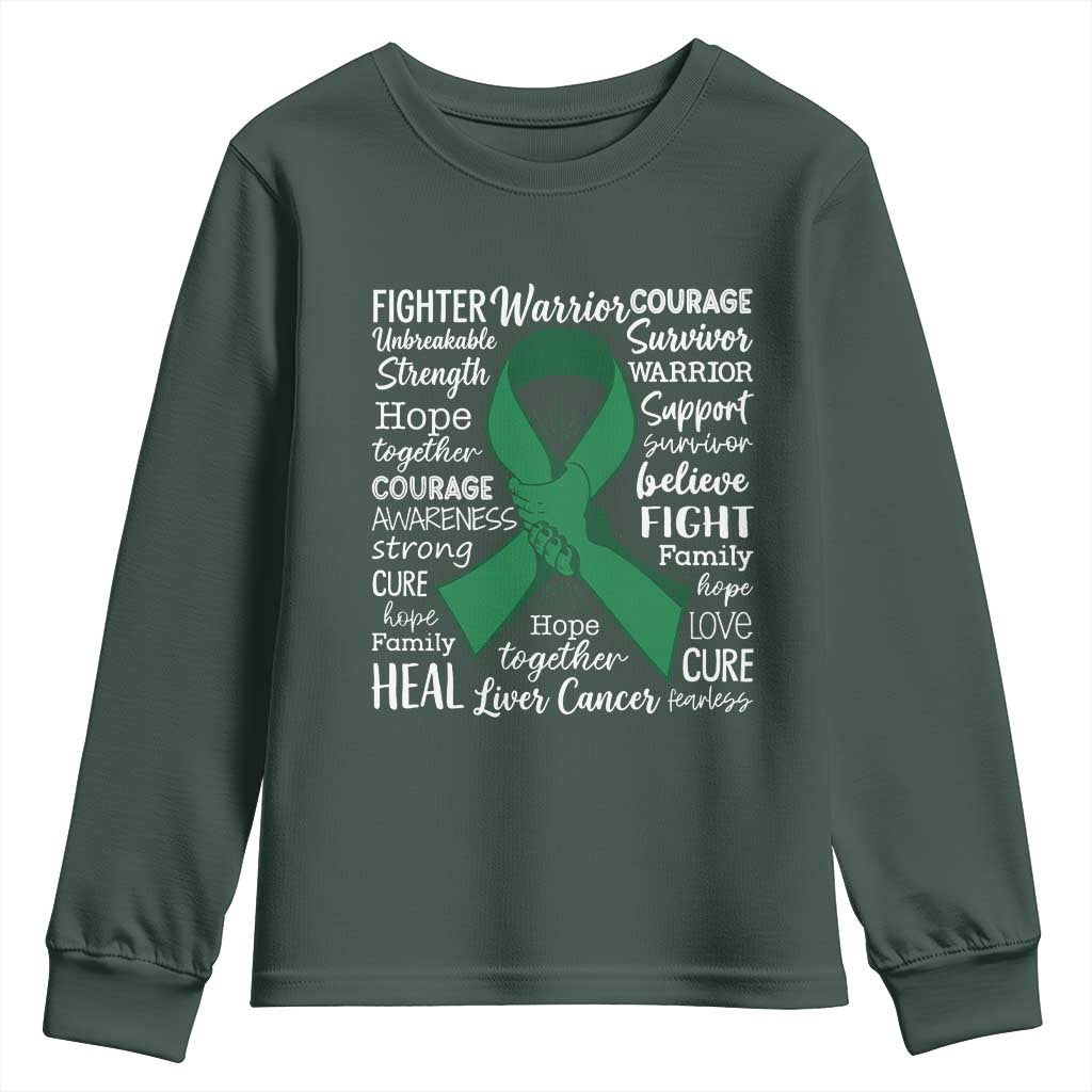 Liver Cancer Support Gift Youth Sweatshirt Fearless Unbreakable Warrior Hope