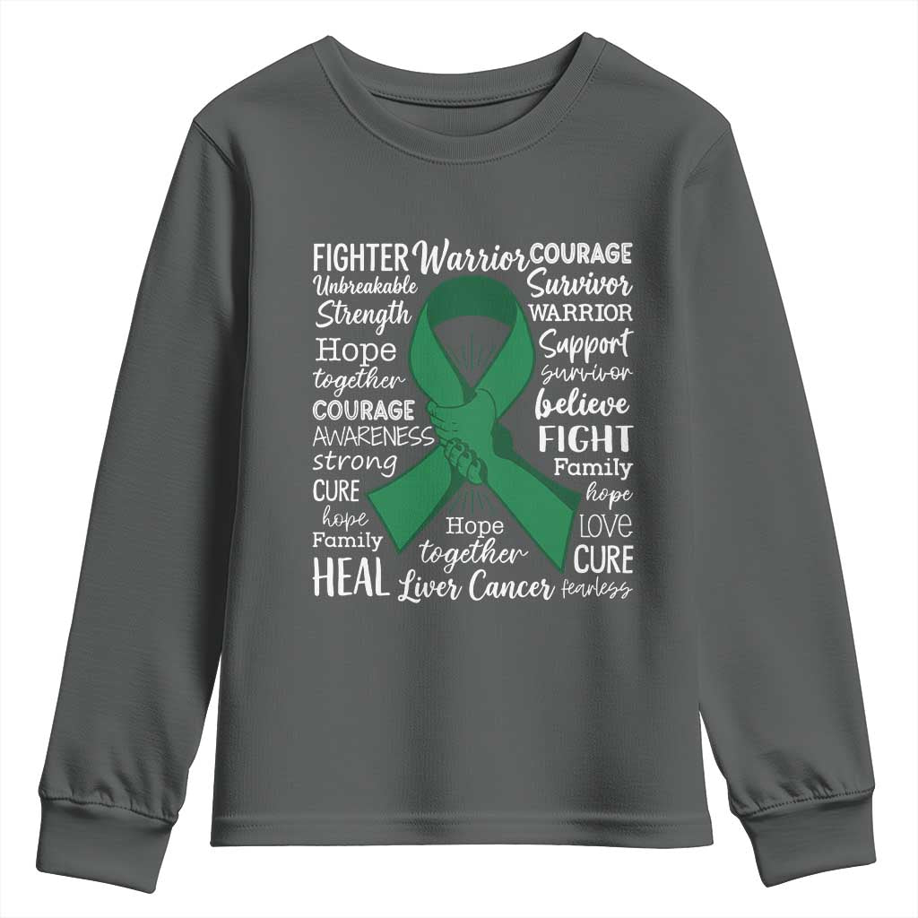 Liver Cancer Support Gift Youth Sweatshirt Fearless Unbreakable Warrior Hope