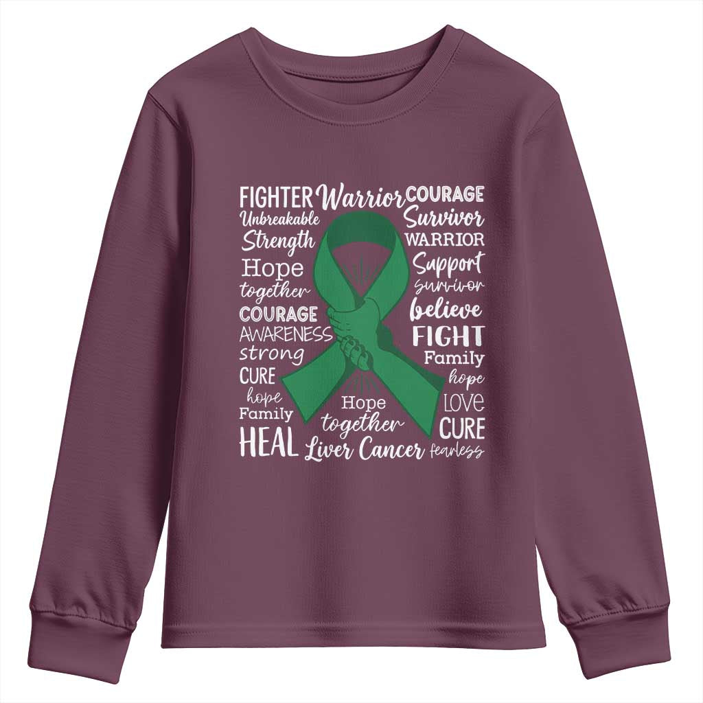 Liver Cancer Support Gift Youth Sweatshirt Fearless Unbreakable Warrior Hope