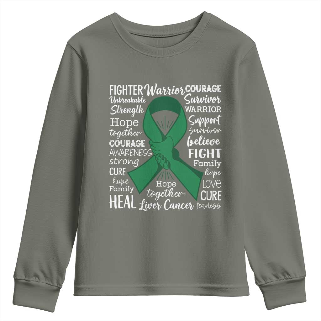 Liver Cancer Support Gift Youth Sweatshirt Fearless Unbreakable Warrior Hope