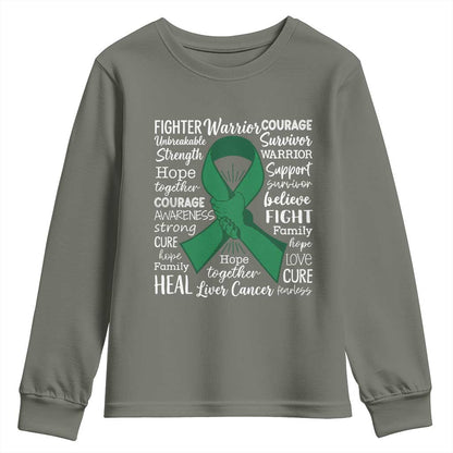 Liver Cancer Support Gift Youth Sweatshirt Fearless Unbreakable Warrior Hope