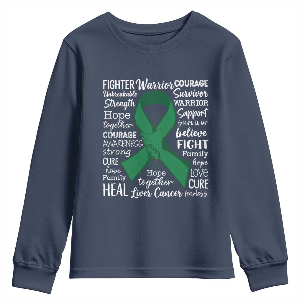Liver Cancer Support Gift Youth Sweatshirt Fearless Unbreakable Warrior Hope