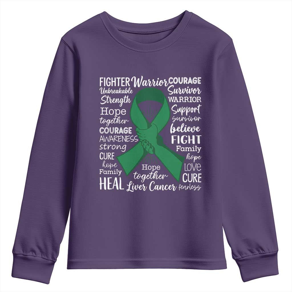 Liver Cancer Support Gift Youth Sweatshirt Fearless Unbreakable Warrior Hope