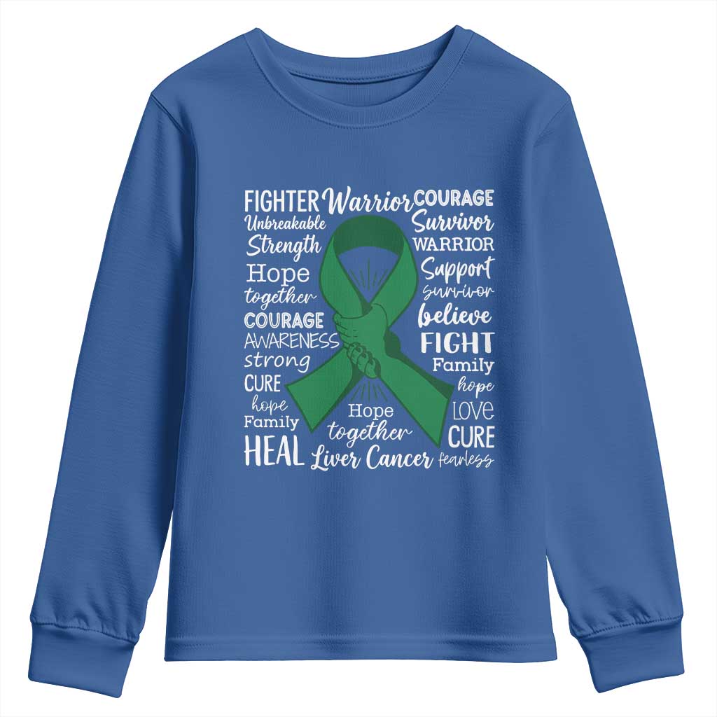 Liver Cancer Support Gift Youth Sweatshirt Fearless Unbreakable Warrior Hope