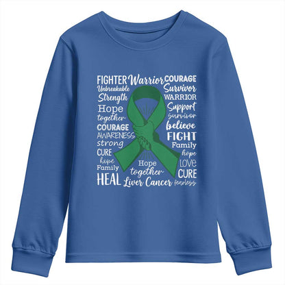 Liver Cancer Support Gift Youth Sweatshirt Fearless Unbreakable Warrior Hope