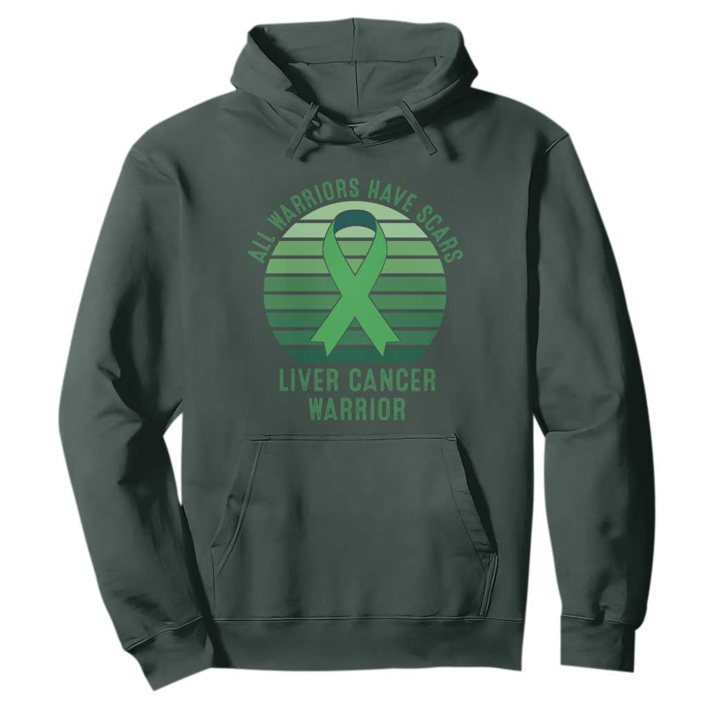 All Warriors Have Scars Liver Cancer Hoodie Green Ribbon Survivor Fighter Gift