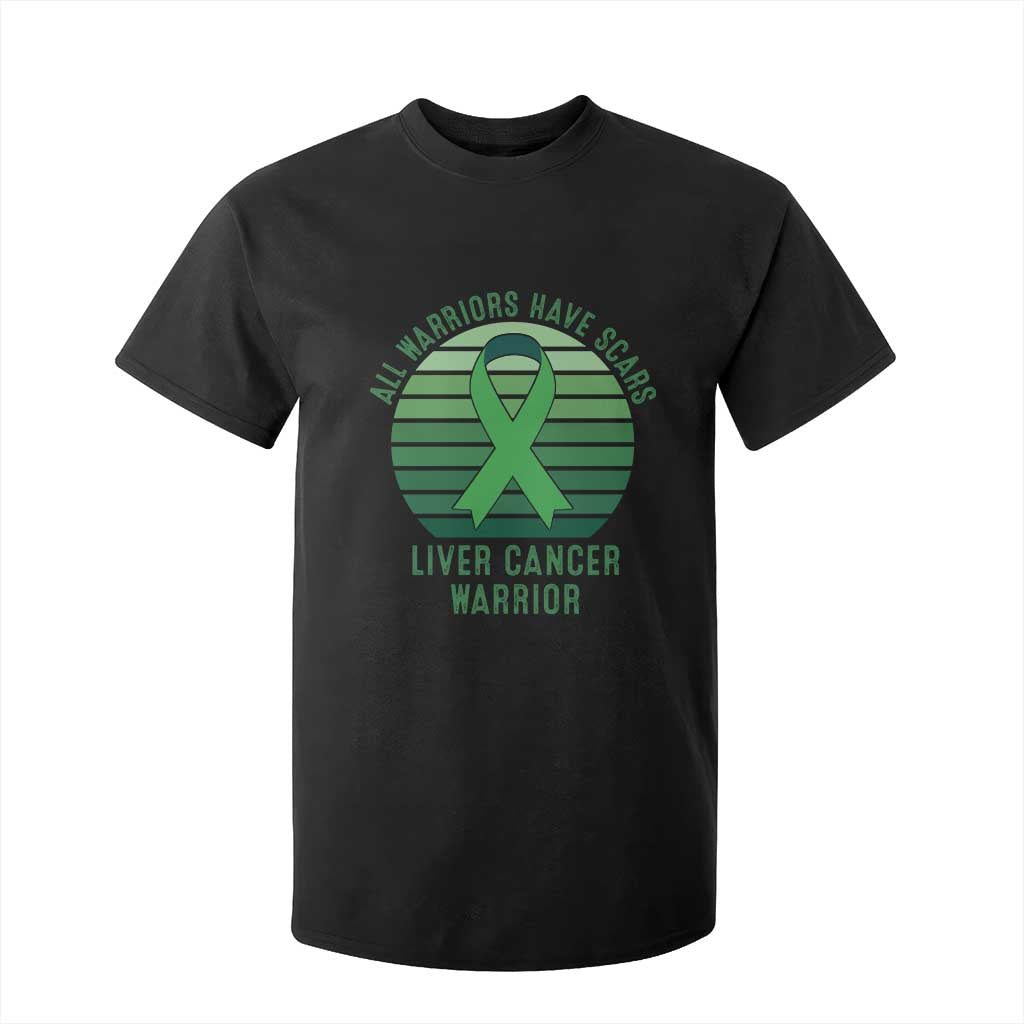 All Warriors Have Scars Liver Cancer T Shirt For Kid Green Ribbon Survivor Fighter Gift