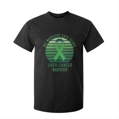 All Warriors Have Scars Liver Cancer T Shirt For Kid Green Ribbon Survivor Fighter Gift