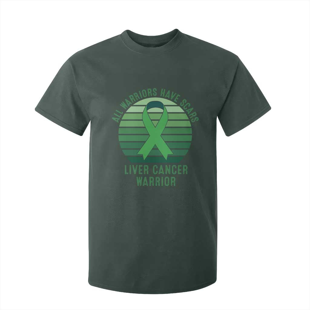 All Warriors Have Scars Liver Cancer T Shirt For Kid Green Ribbon Survivor Fighter Gift