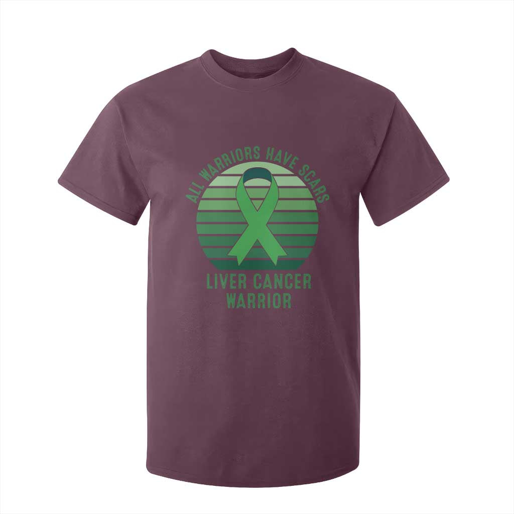 All Warriors Have Scars Liver Cancer T Shirt For Kid Green Ribbon Survivor Fighter Gift