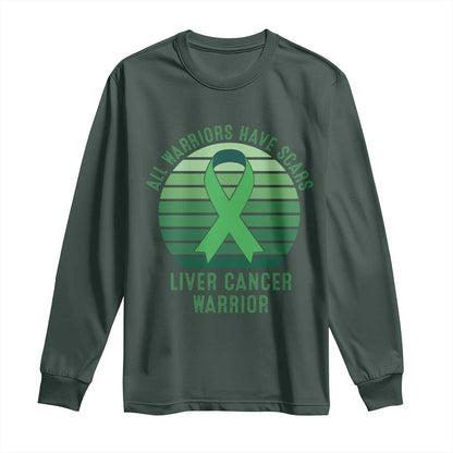 All Warriors Have Scars Liver Cancer Long Sleeve Shirt Green Ribbon Survivor Fighter Gift