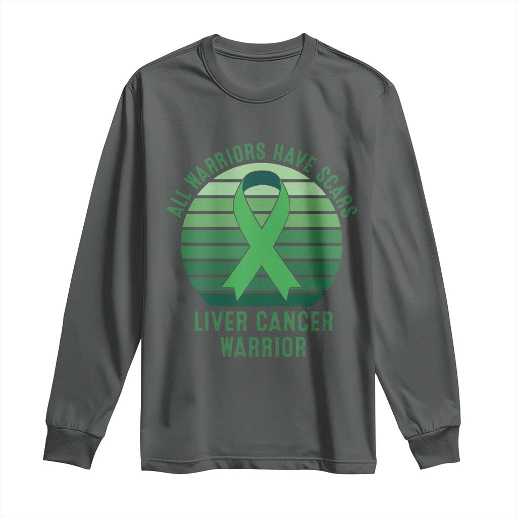 All Warriors Have Scars Liver Cancer Long Sleeve Shirt Green Ribbon Survivor Fighter Gift