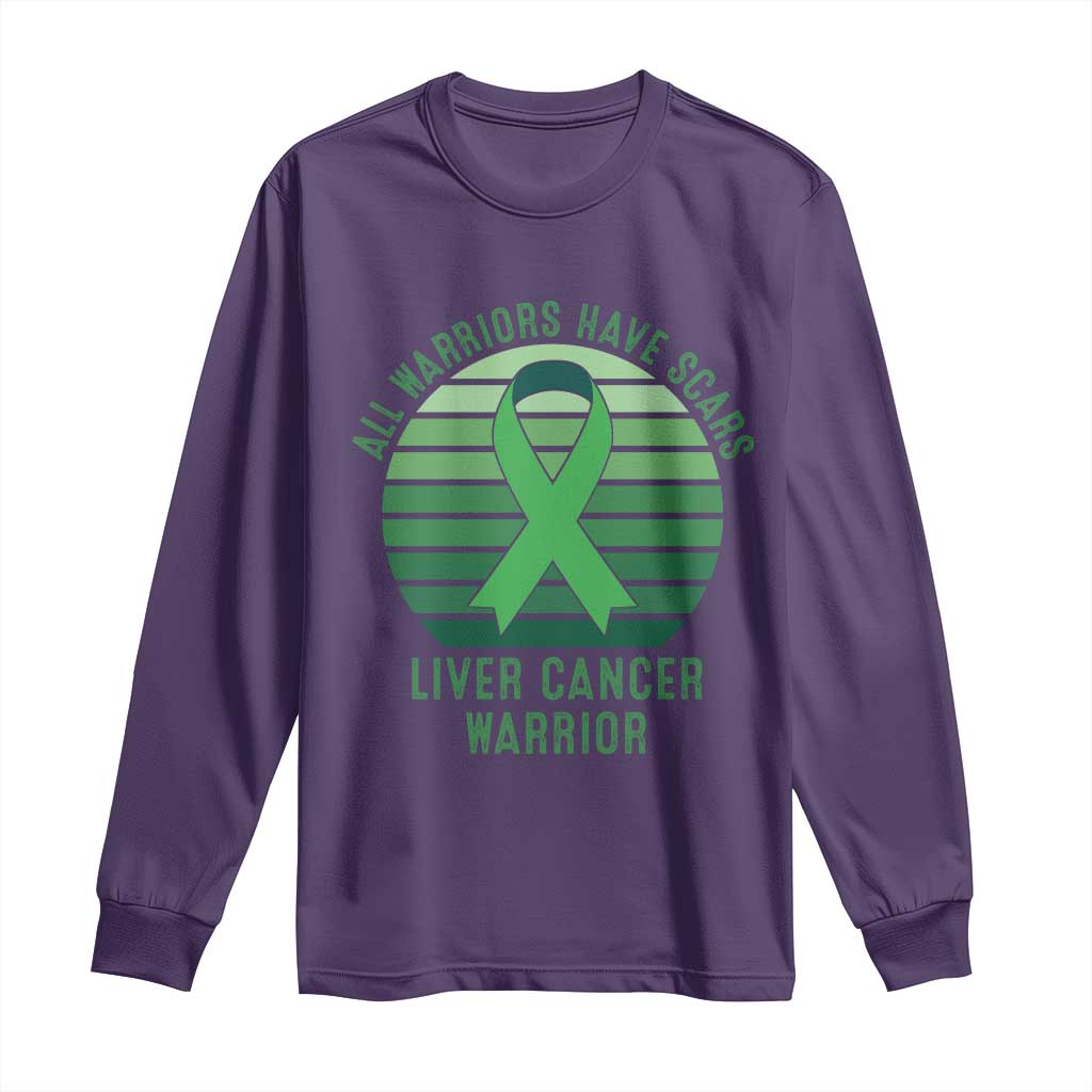 All Warriors Have Scars Liver Cancer Long Sleeve Shirt Green Ribbon Survivor Fighter Gift