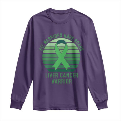 All Warriors Have Scars Liver Cancer Long Sleeve Shirt Green Ribbon Survivor Fighter Gift