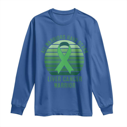 All Warriors Have Scars Liver Cancer Long Sleeve Shirt Green Ribbon Survivor Fighter Gift