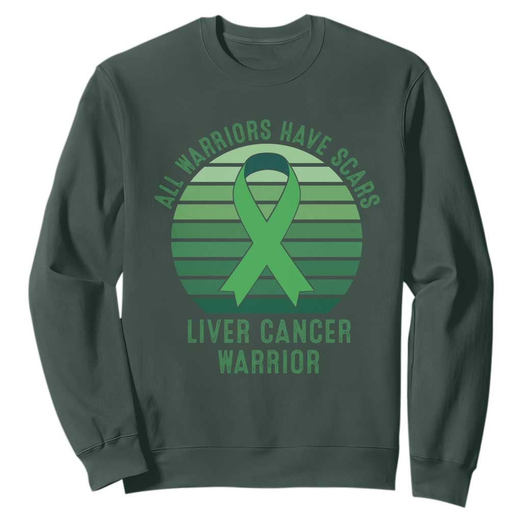 All Warriors Have Scars Liver Cancer Sweatshirt Green Ribbon Survivor Fighter Gift