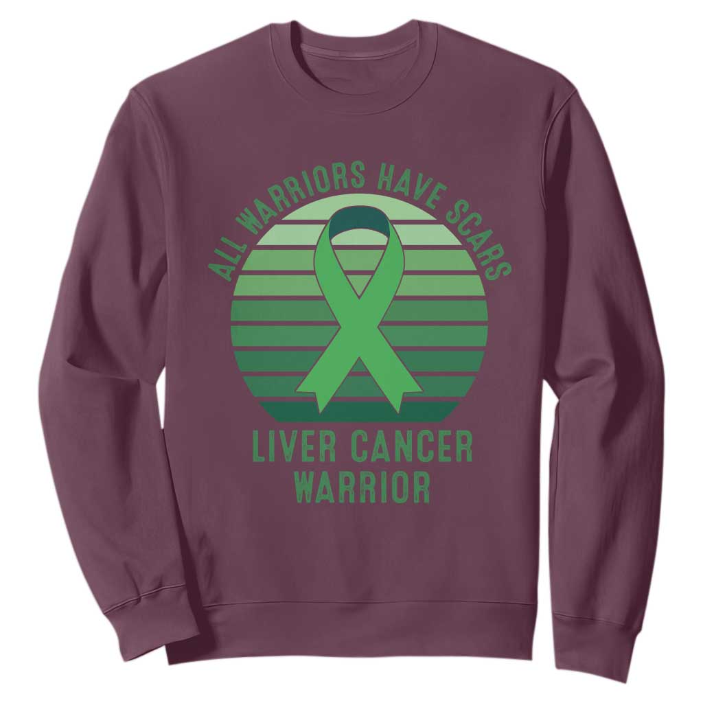 All Warriors Have Scars Liver Cancer Sweatshirt Green Ribbon Survivor Fighter Gift