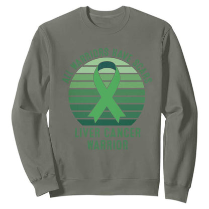 All Warriors Have Scars Liver Cancer Sweatshirt Green Ribbon Survivor Fighter Gift