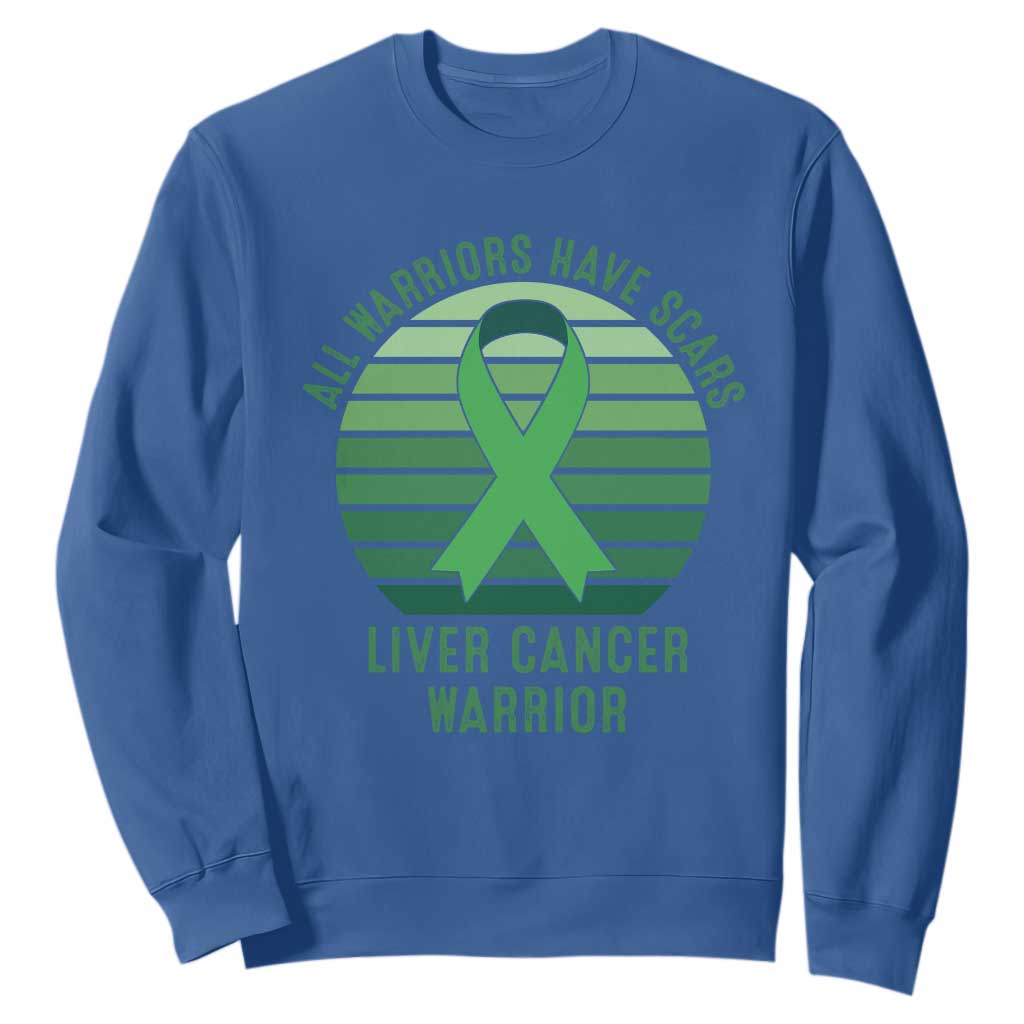 All Warriors Have Scars Liver Cancer Sweatshirt Green Ribbon Survivor Fighter Gift