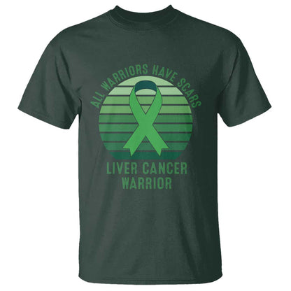 All Warriors Have Scars Liver Cancer T Shirt Green Ribbon Survivor Fighter Gift