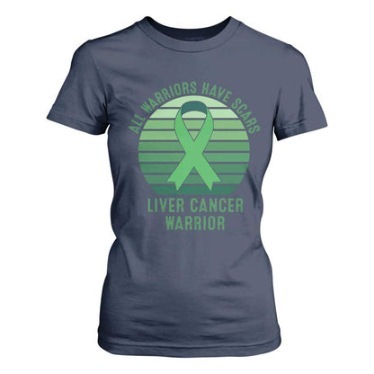 All Warriors Have Scars Liver Cancer T Shirt For Women Green Ribbon Survivor Fighter Gift