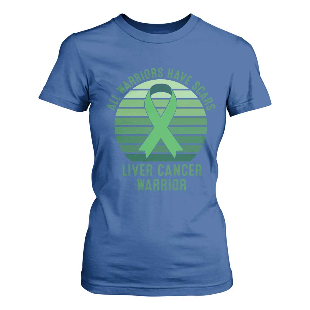 All Warriors Have Scars Liver Cancer T Shirt For Women Green Ribbon Survivor Fighter Gift