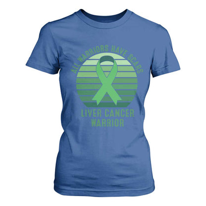All Warriors Have Scars Liver Cancer T Shirt For Women Green Ribbon Survivor Fighter Gift