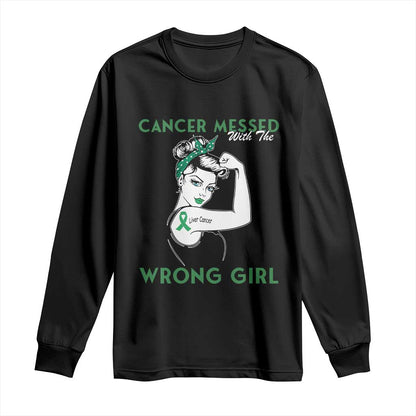 Liver Cancer Warrior Unbreakable Gift Long Sleeve Shirt Cancer Messed With The Wrong Girl
