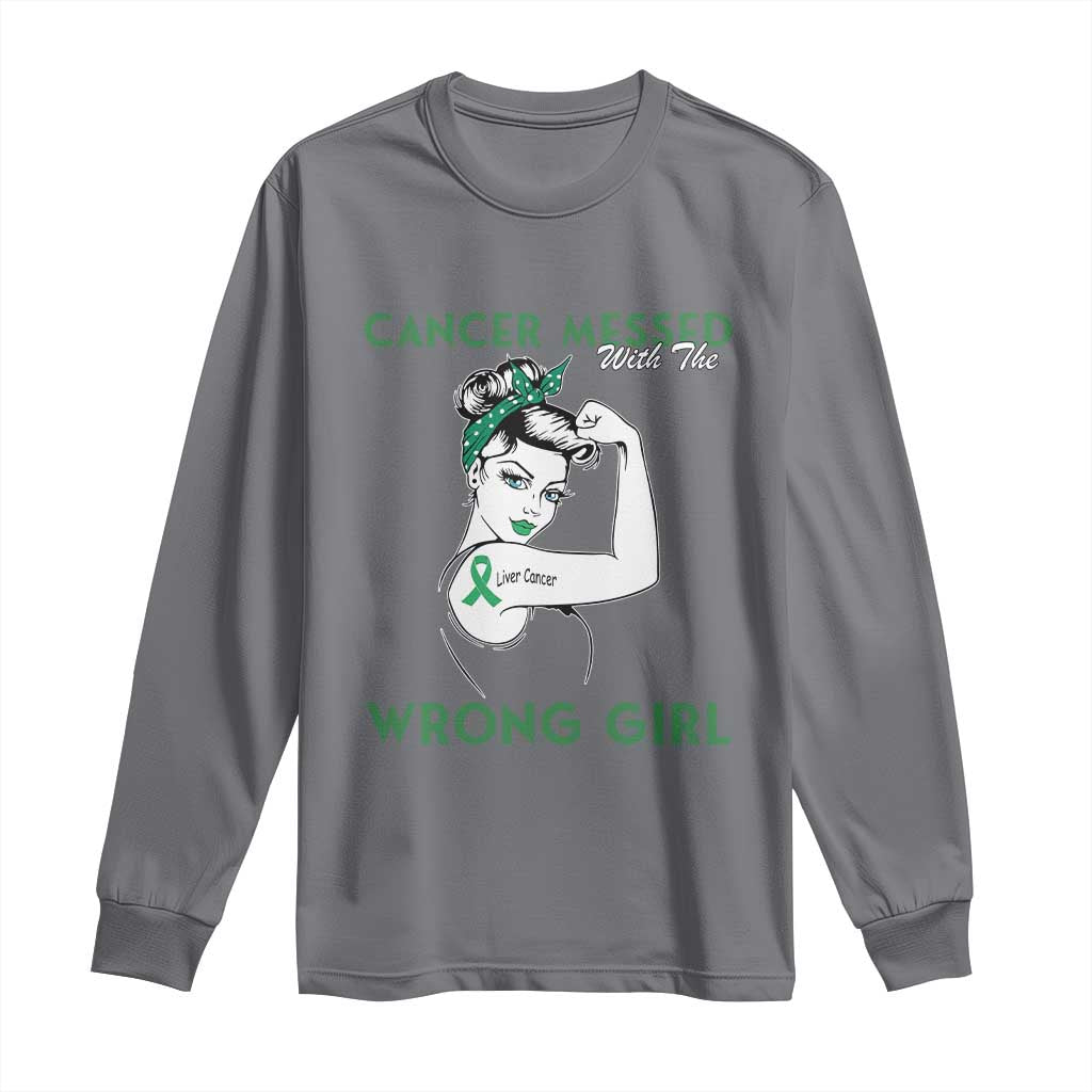 Liver Cancer Warrior Unbreakable Gift Long Sleeve Shirt Cancer Messed With The Wrong Girl