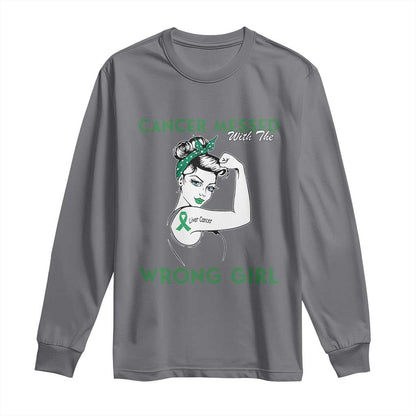 Liver Cancer Warrior Unbreakable Gift Long Sleeve Shirt Cancer Messed With The Wrong Girl