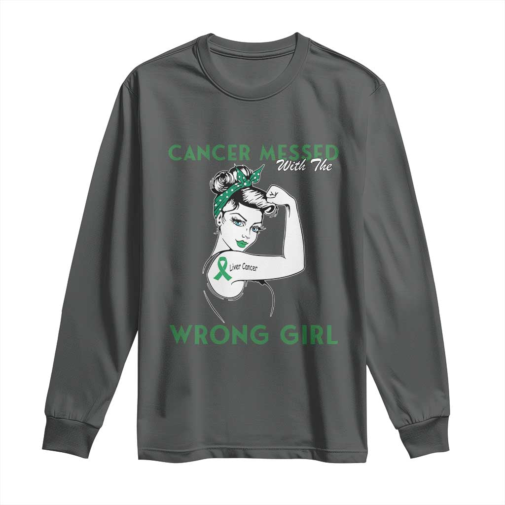 Liver Cancer Warrior Unbreakable Gift Long Sleeve Shirt Cancer Messed With The Wrong Girl