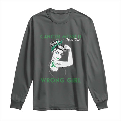 Liver Cancer Warrior Unbreakable Gift Long Sleeve Shirt Cancer Messed With The Wrong Girl