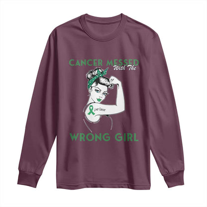 Liver Cancer Warrior Unbreakable Gift Long Sleeve Shirt Cancer Messed With The Wrong Girl