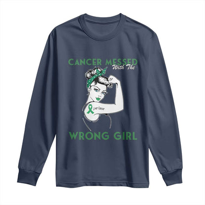 Liver Cancer Warrior Unbreakable Gift Long Sleeve Shirt Cancer Messed With The Wrong Girl