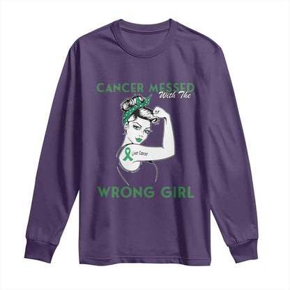 Liver Cancer Warrior Unbreakable Gift Long Sleeve Shirt Cancer Messed With The Wrong Girl