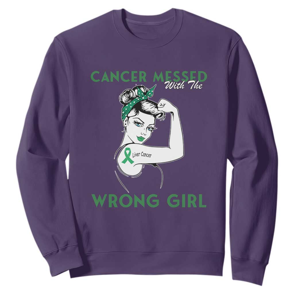 Liver Cancer Warrior Unbreakable Gift Sweatshirt Cancer Messed With The Wrong Girl